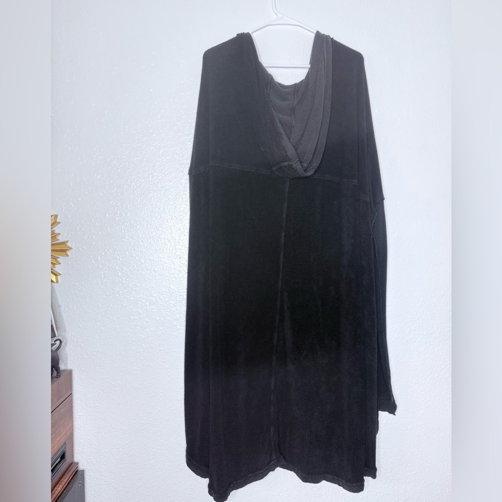 Free People Cowl Neck Slouchy Beach Terry Cloth Hoodie Oversized Tunic Top Small - Picture 2 of 9